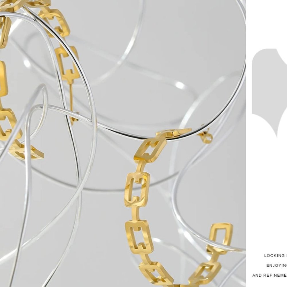 NEW 18K Gold Plated Link Chain Round Hoop Earrings - Picture 4 of 7